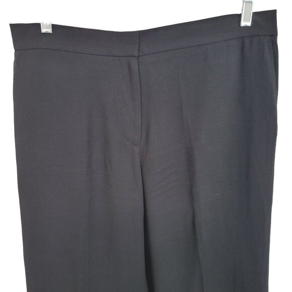 Ann Taylor Sz LP L Petite Pants Cropped Stretch Waist Zip Lace Fringe Hem Black - Picture 3 of 12